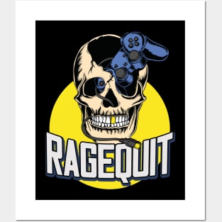 Ragequit Gamer Skull Posters and Art